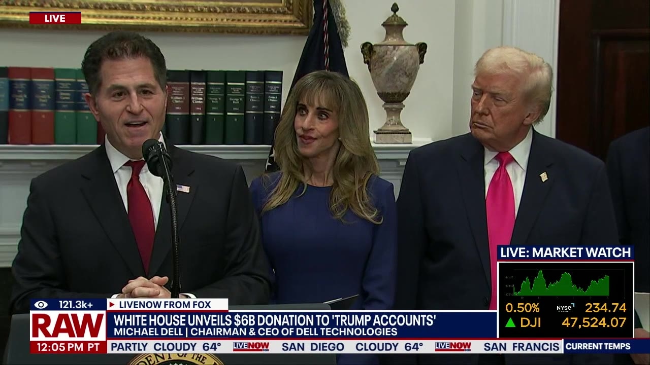 POTUS unveils $6.25B Dell pledge to "Trump Accounts"
