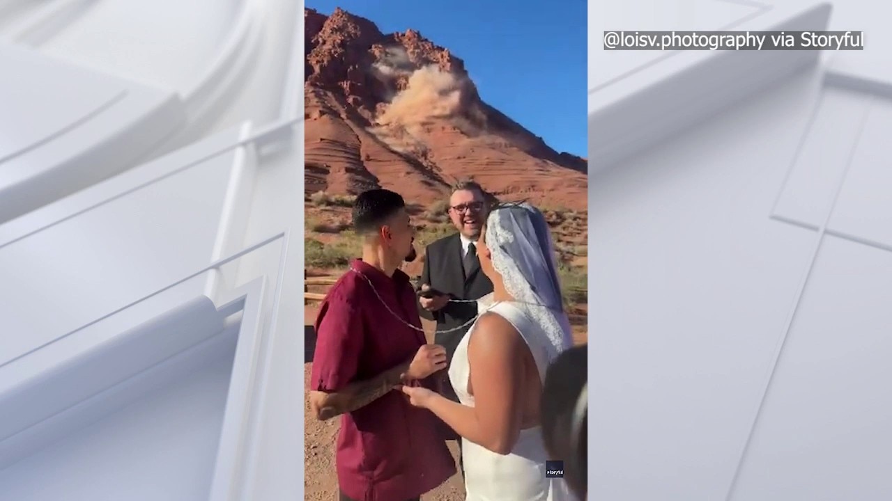 Rockslide interrupts wedding