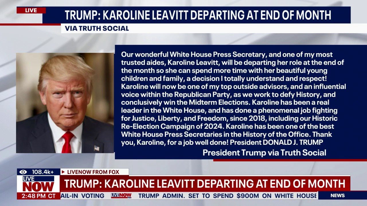 Karoline Leavitt to step down as White House Press Secretary
